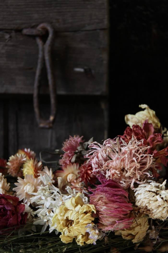 chinese asters, dahlias and paperwhite narcissi
