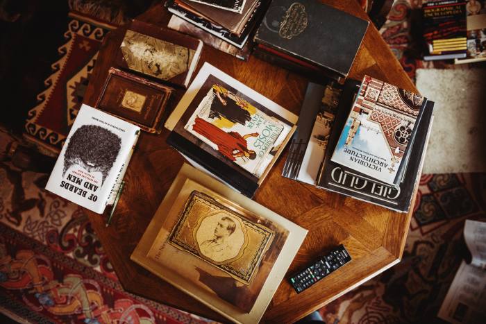 A selection of books on their coffee table