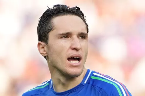 Federico Chiesa of Italy looks on during the UEFA EURO 2024 round of 16 match between Switzerland and Italy.