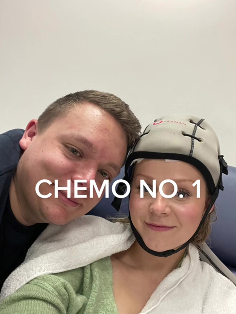 Jackson at her first cycle of chemotherapy. She underwent six cycles, according to Jam Press.